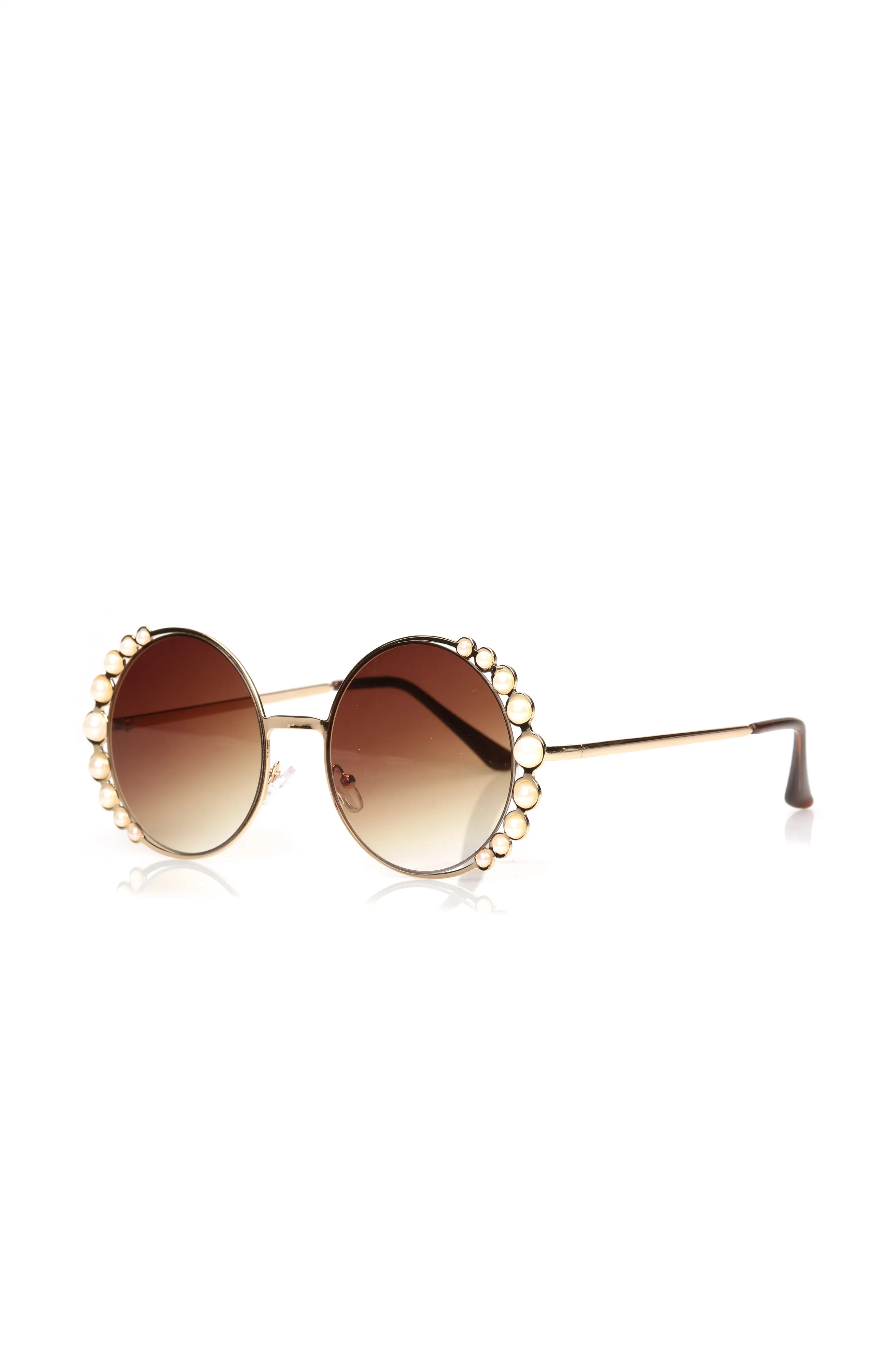 All About The Pearls Sunglasses - Gold/Brown