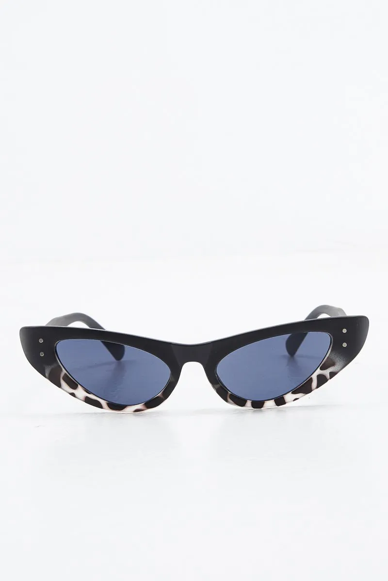 Black Animal Slim Cat Eye Sunglasses - Maribel