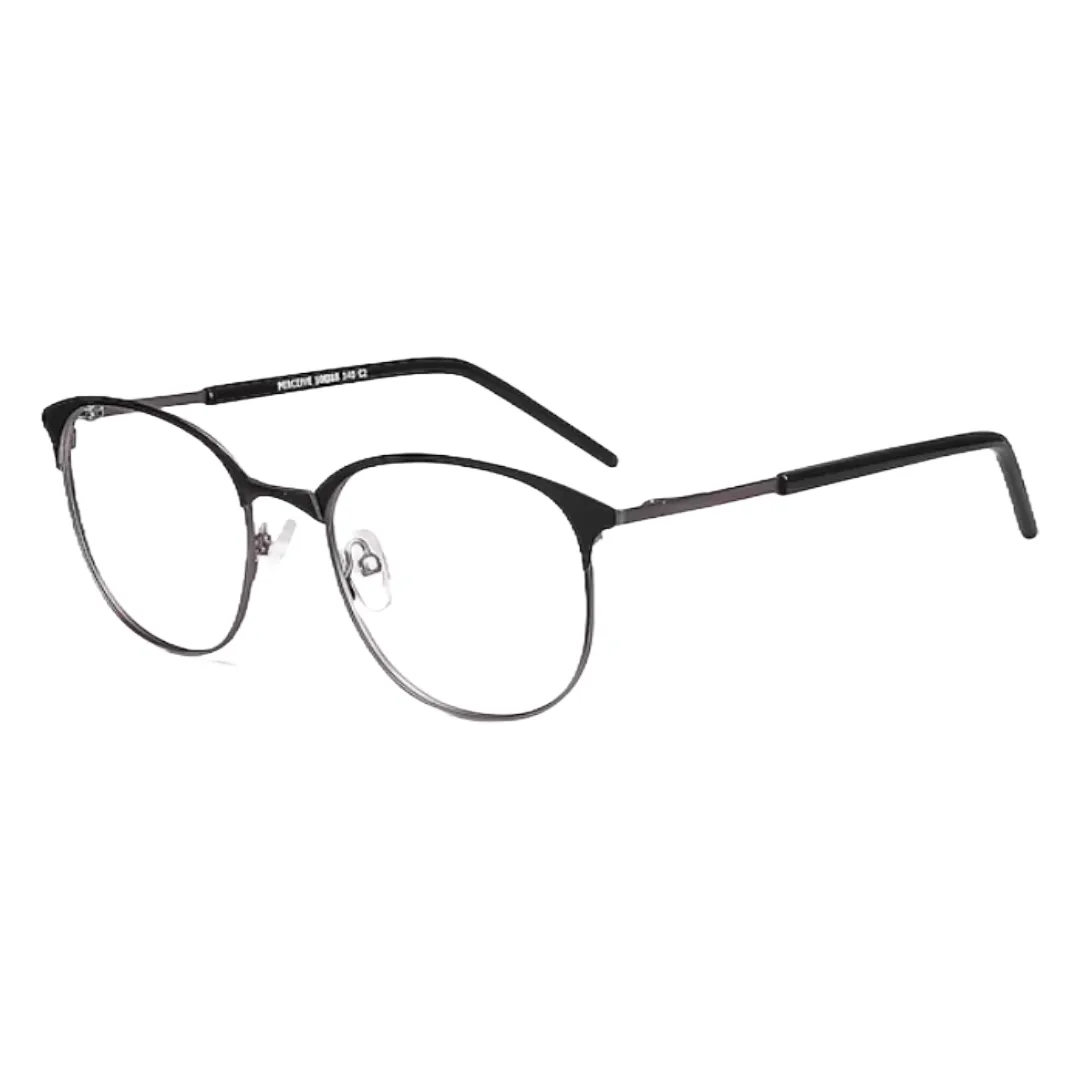 Black Cat-Eye Metal Frame Eyeglasses