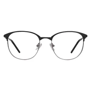 Black Cat-Eye Metal Frame Eyeglasses