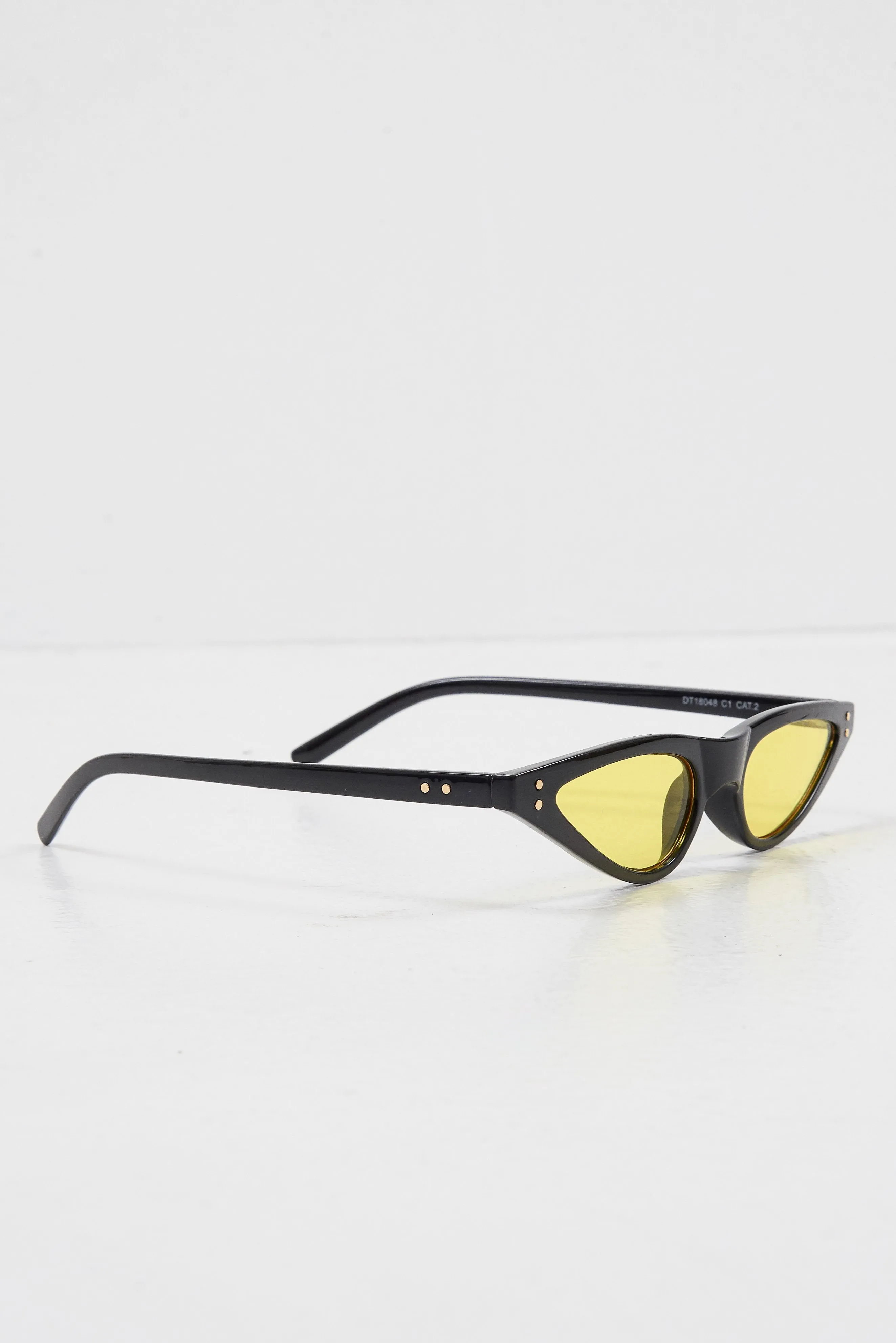 Black Yellow Slim Pointed Cat Eye Sunglasses - Fluer