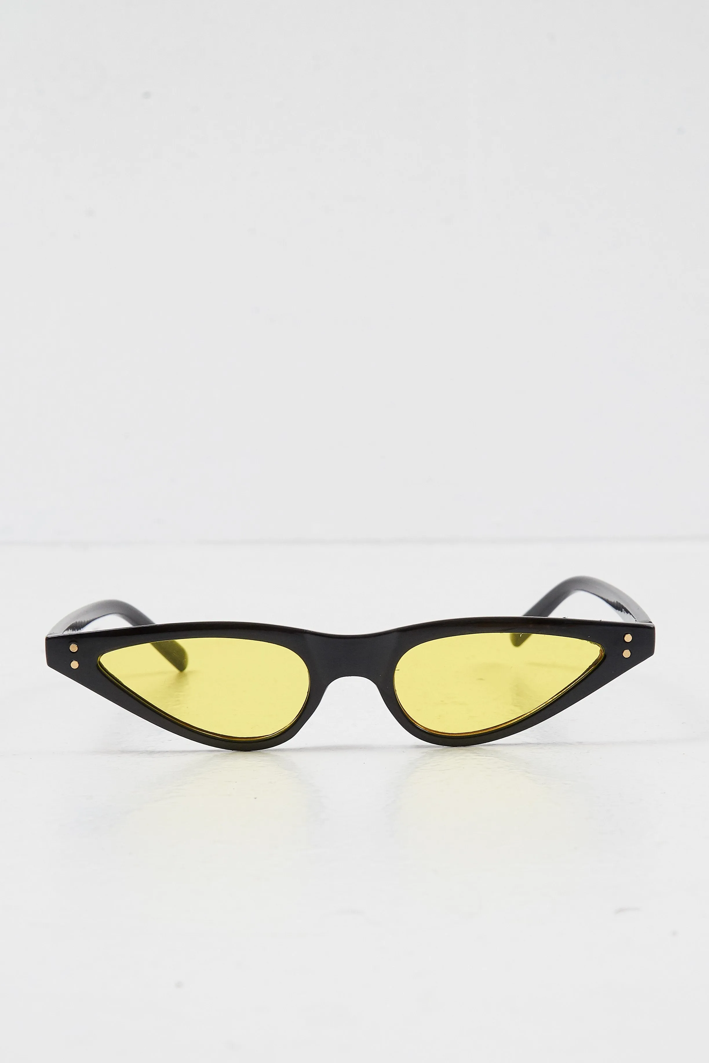 Black Yellow Slim Pointed Cat Eye Sunglasses - Fluer