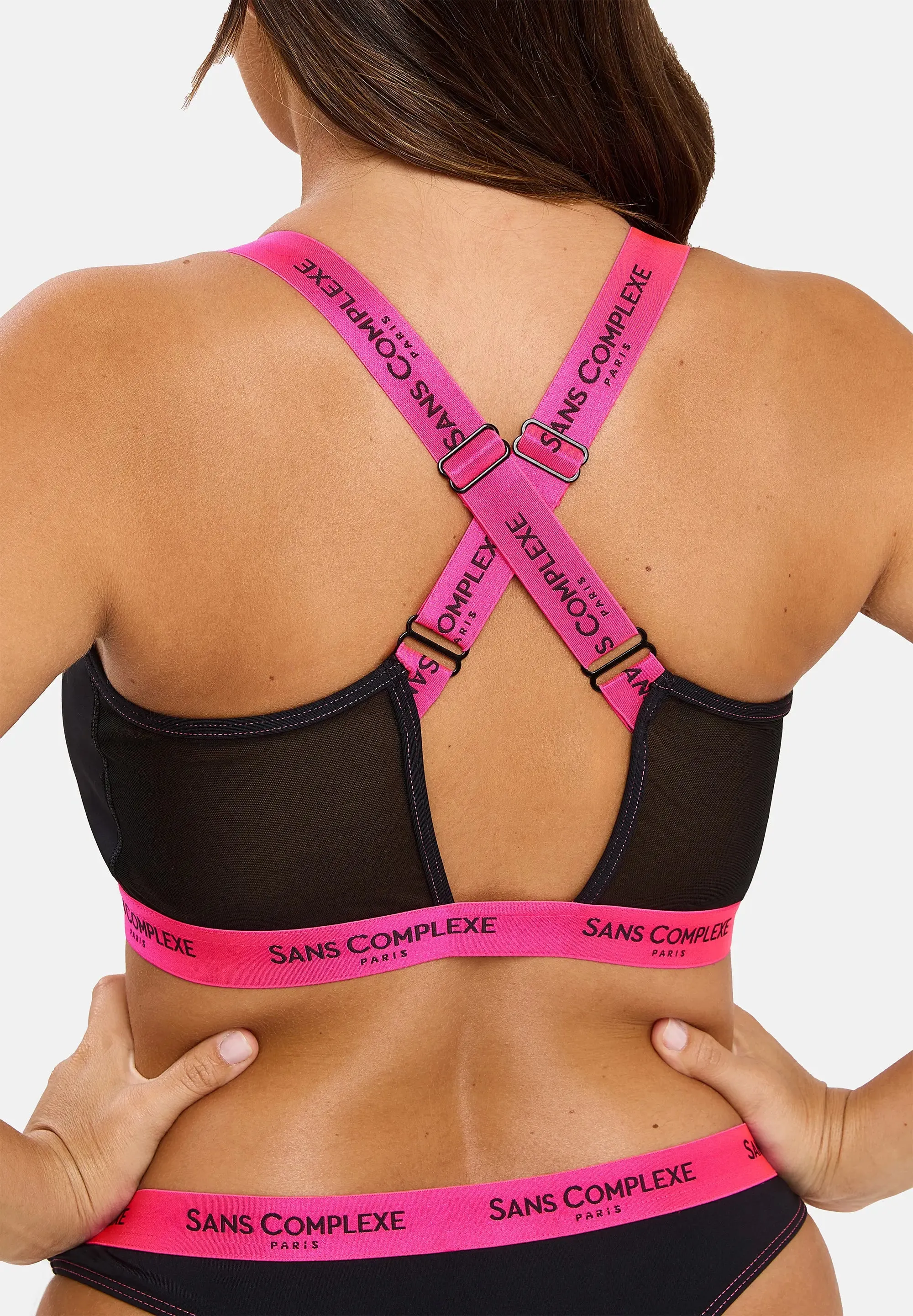 Brassière de sport sans armatures Anita B. Noir & Fuchsia