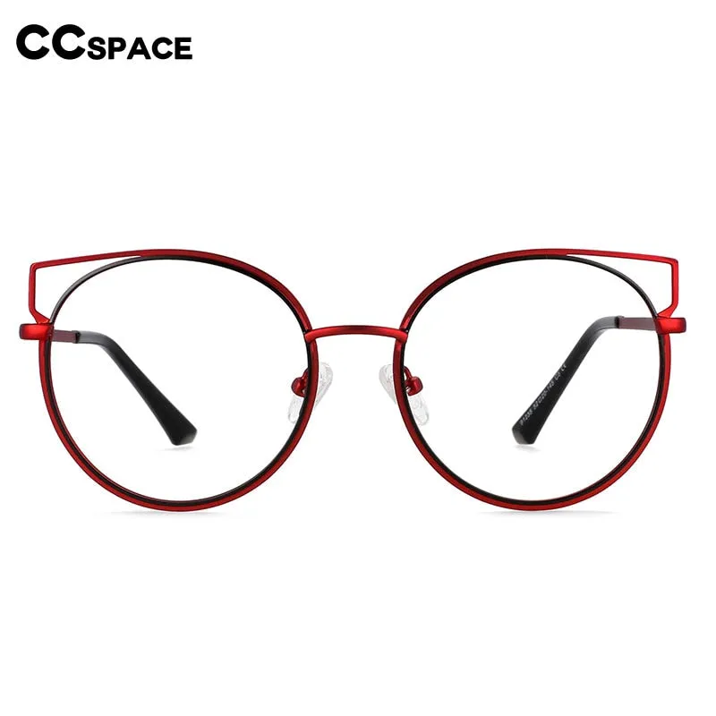 CCspace Women's Full Rim Round Cat Eye Alloy Frame Eyeglasses 54516