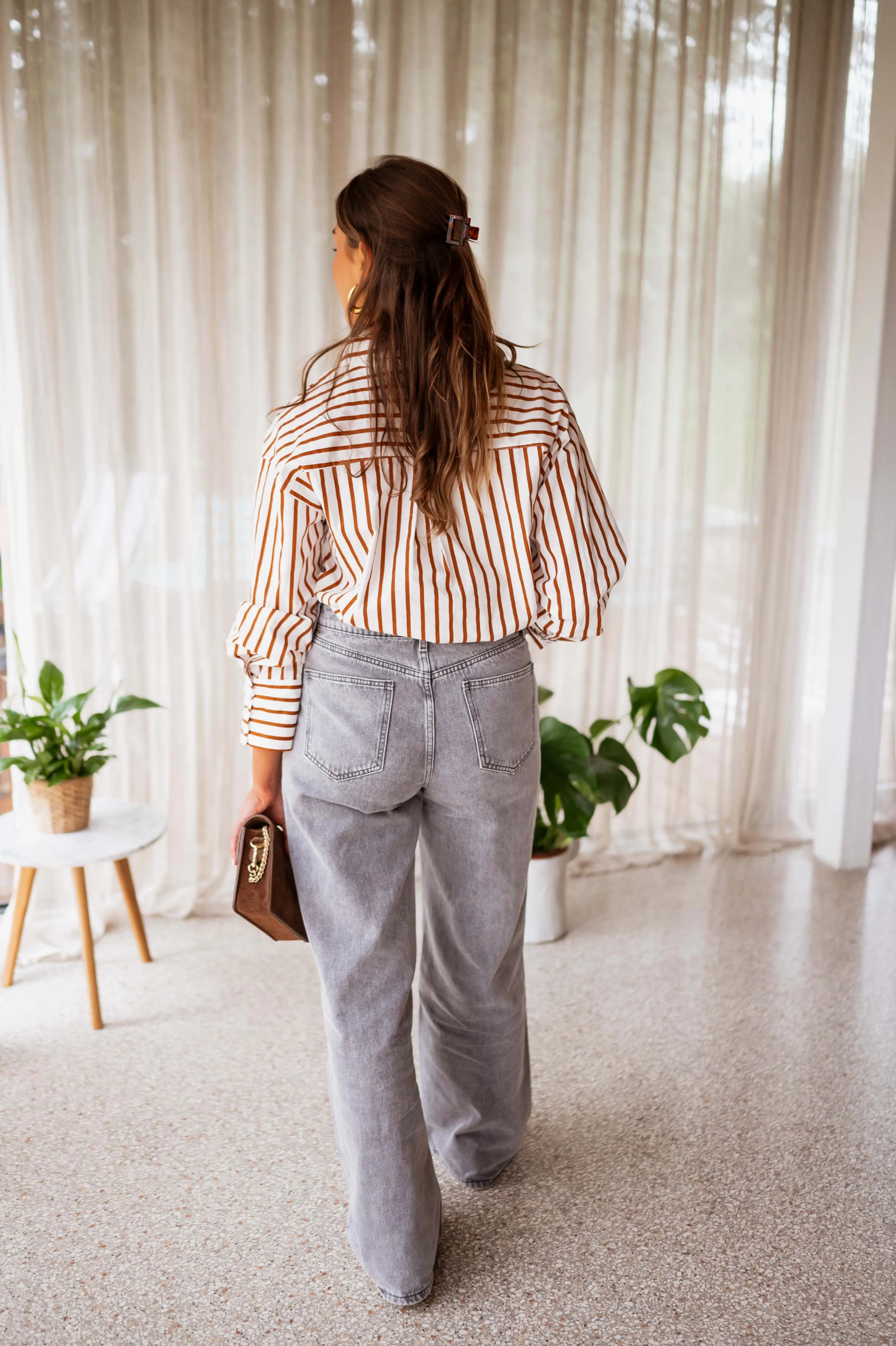 Chemise Sasha - écrue à lignes brunes