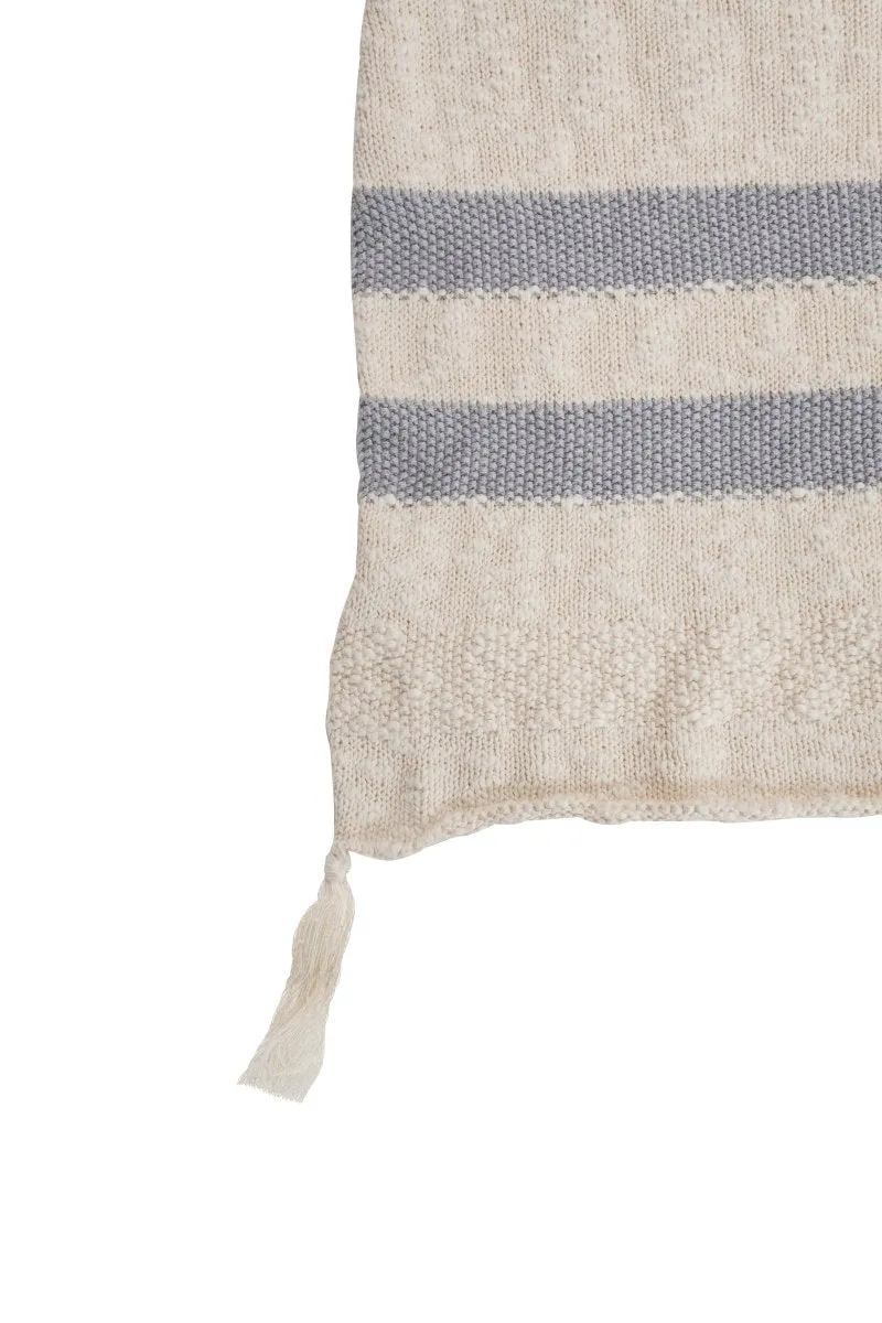 Couverture Tricot Stripes Naturel-Gris