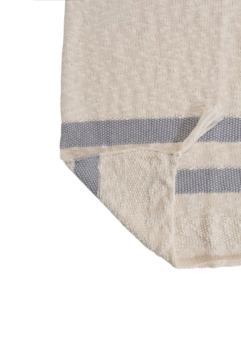 Couverture Tricot Stripes Naturel-Gris