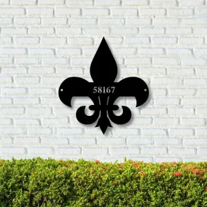 Custom Metal Fleur De Lis Sign Metal Address Sign Metal Wall Art Family Name Sign Housewarming Metal Farmhouse Decor