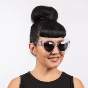 Dahlia Sunglasses - Clear Crystal with Pink Acetate Frame with Black Smoke Lens