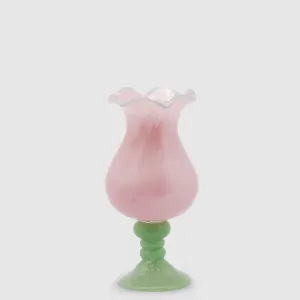 EDG Enzo De Gasperi Vaso Tulipani in Vetro 30cm Rosa e Verde