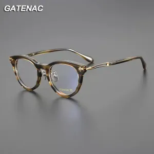 Gatenac Unisex Full Rim Cat Eye Acetate Titanium Eyeglasses Gxyj1120