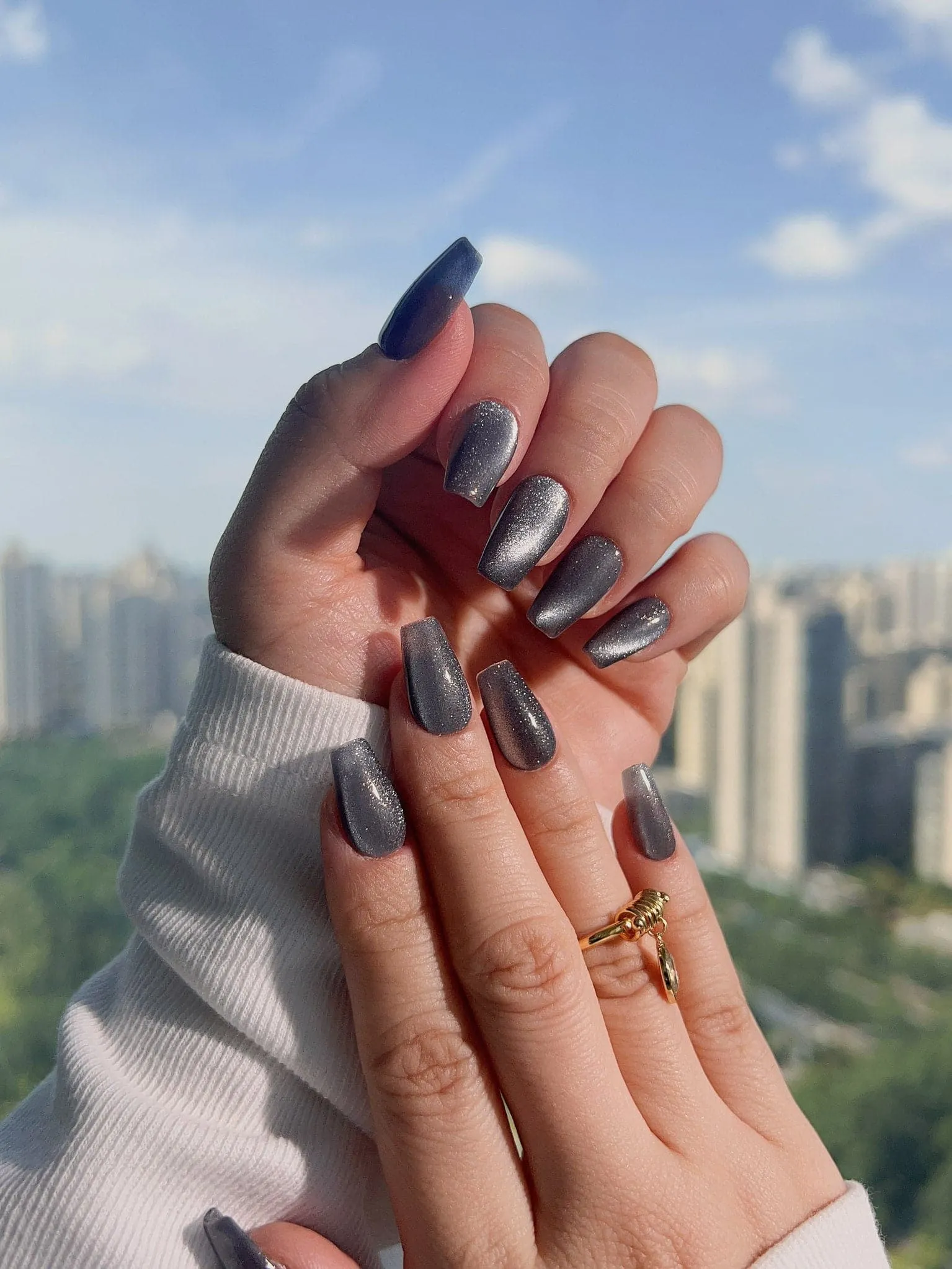 Gray Cat-eye Pressonnails