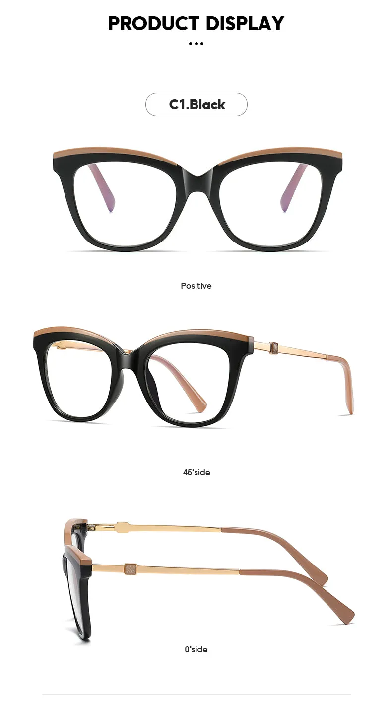 Hotony Women's Full Rim Cat Eye TR 90 Resin Frame Eyeglasses 2065