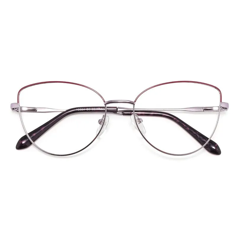 Laoyehui Women's Eyeglasses Cat Eye Alloy Frame 18004