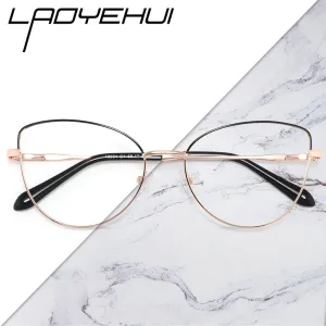 Laoyehui Women's Eyeglasses Cat Eye Alloy Frame 18004