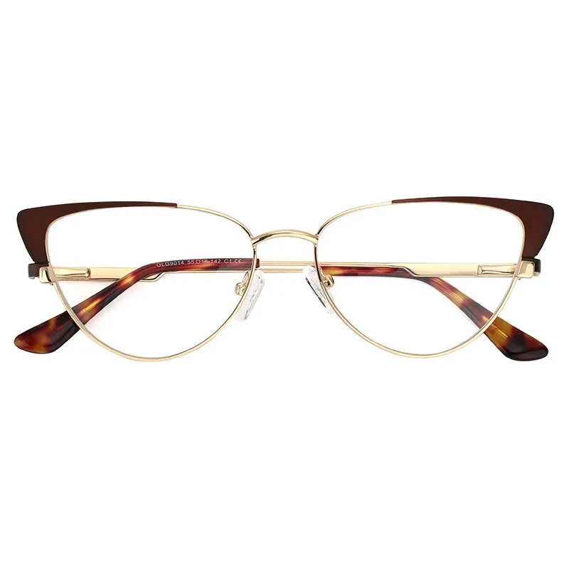 Laoyehui Women's Eyeglasses Cat Eye Alloy Frame 9014