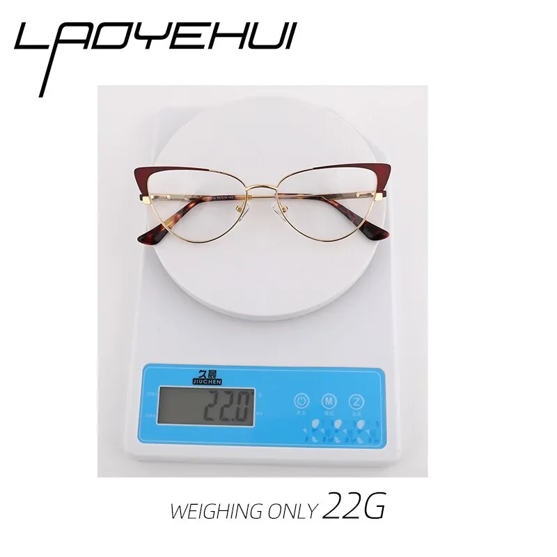 Laoyehui Women's Eyeglasses Cat Eye Alloy Frame 9014