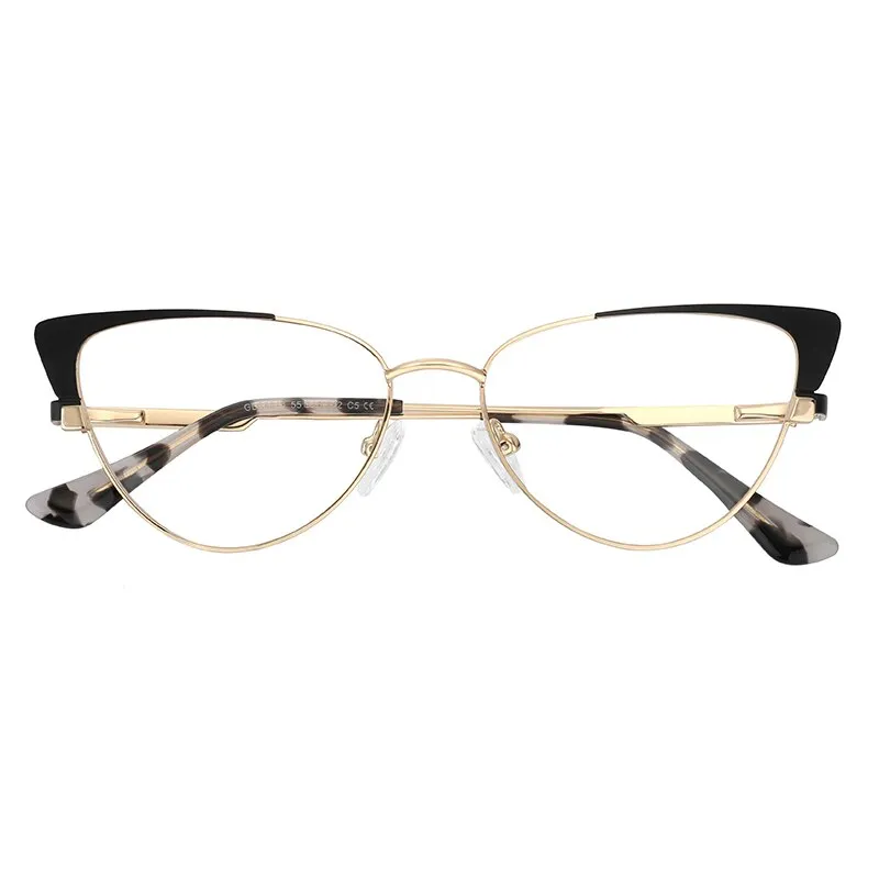 Laoyehui Women's Eyeglasses Cat Eye Alloy Frame 9014