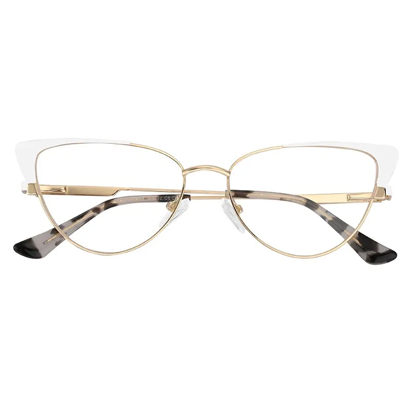 Laoyehui Women's Eyeglasses Cat Eye Alloy Frame 9014