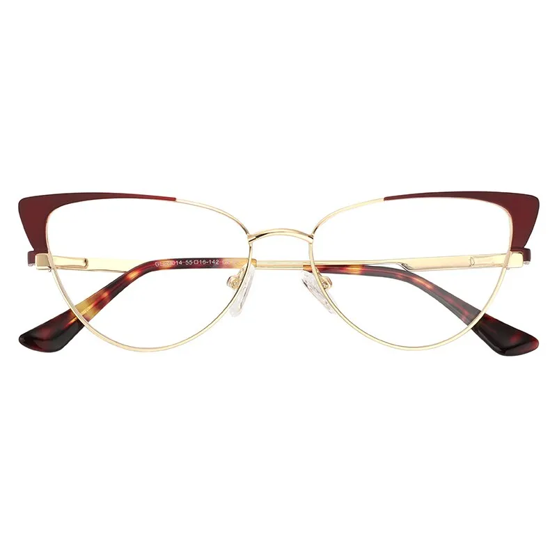 Laoyehui Women's Eyeglasses Cat Eye Alloy Frame 9014