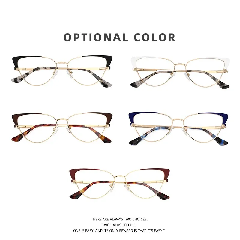 Laoyehui Women's Eyeglasses Cat Eye Alloy Frame 9014