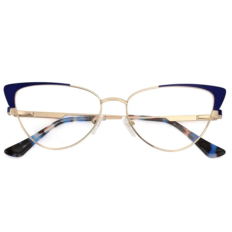 Laoyehui Women's Eyeglasses Cat Eye Alloy Frame 9014