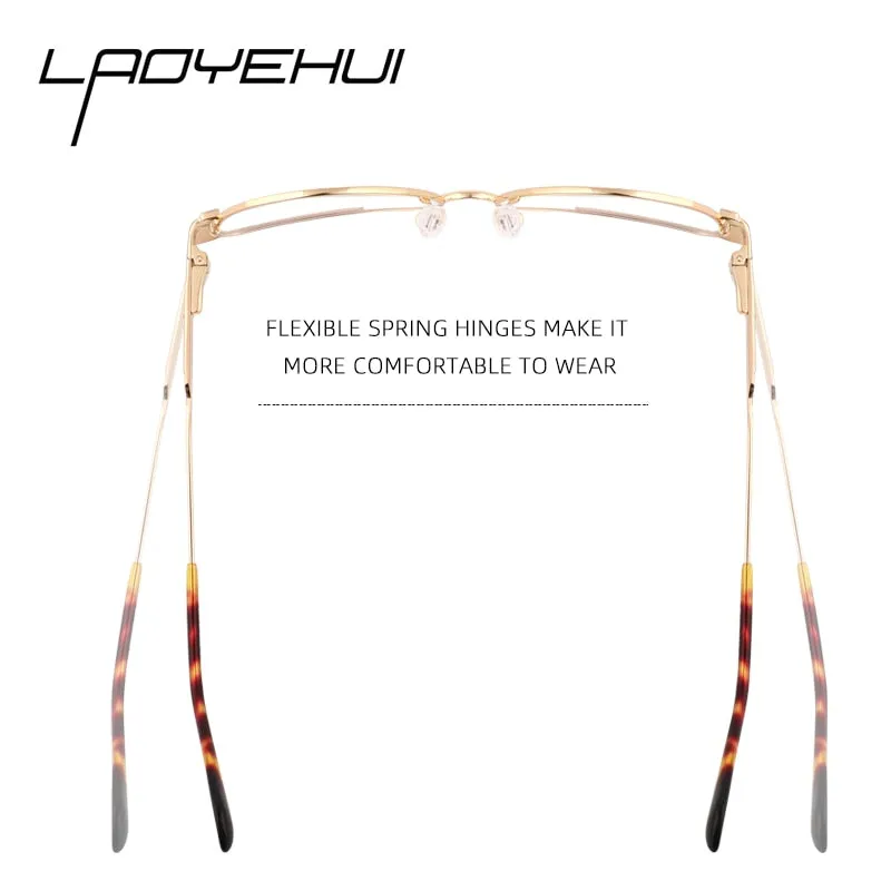 Laoyehui Women's Eyeglasses Cat Eye Alloy Frame 9014