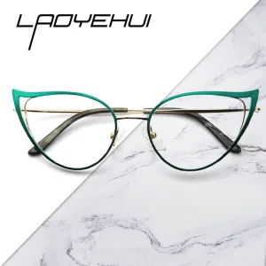 Laoyehui Women's Full Rim Cat Eye Alloy Frame Reading Glasses Anti Blue Light 90161