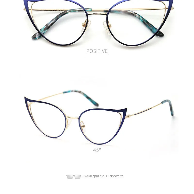 Laoyehui Women's Full Rim Cat Eye Alloy Frame Reading Glasses Anti Blue Light 90161