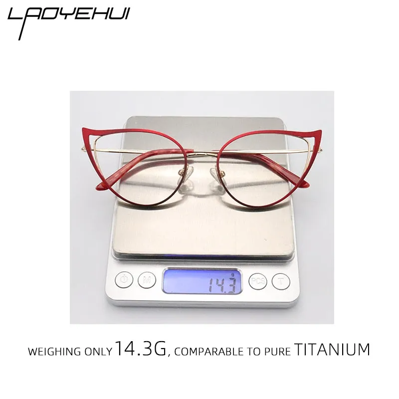 Laoyehui Women's Full Rim Cat Eye Alloy Frame Reading Glasses Anti Blue Light 90161