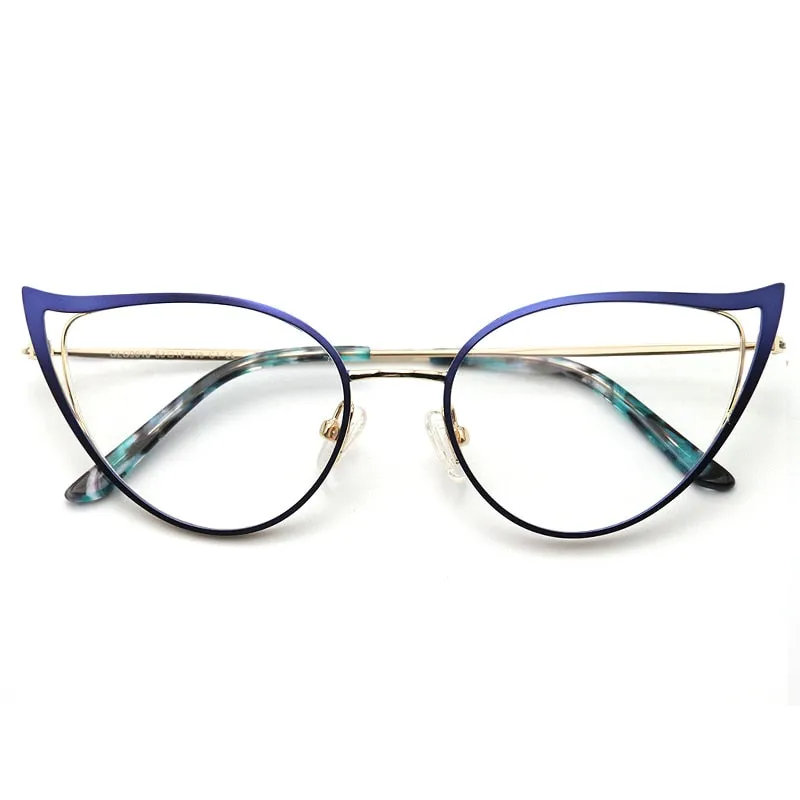 Laoyehui Women's Full Rim Cat Eye Alloy Frame Reading Glasses Anti Blue Light 90161