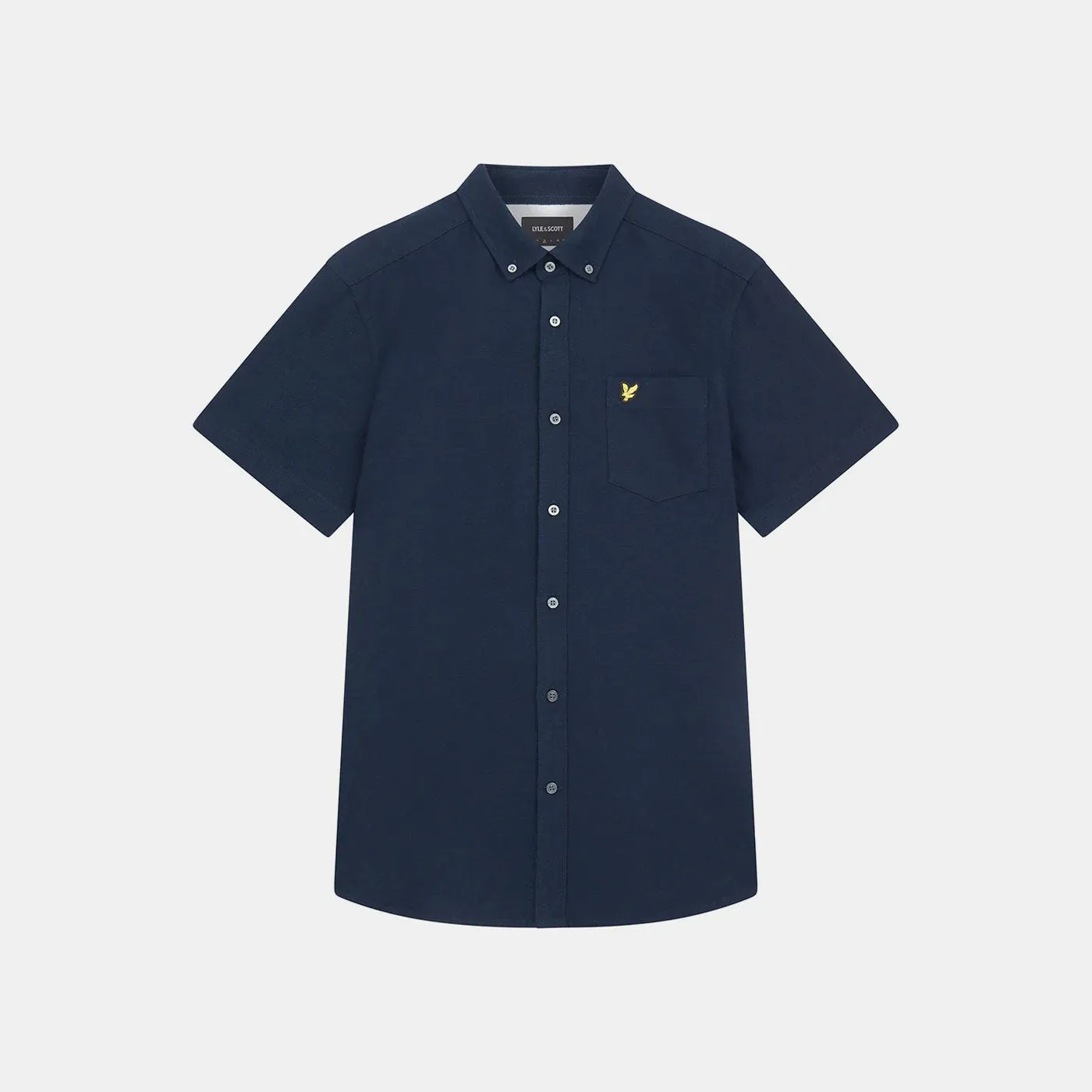 Lyle & Scott Cotton Slub Short Sleeve Shirt Dark Navy