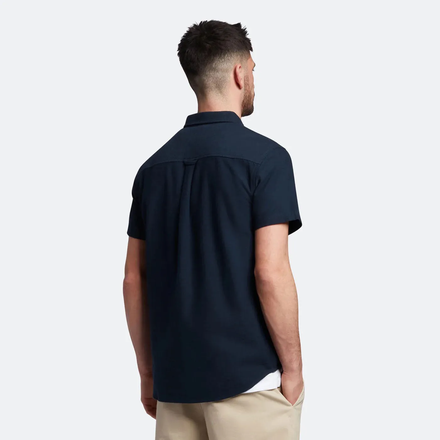 Lyle & Scott Cotton Slub Short Sleeve Shirt Dark Navy