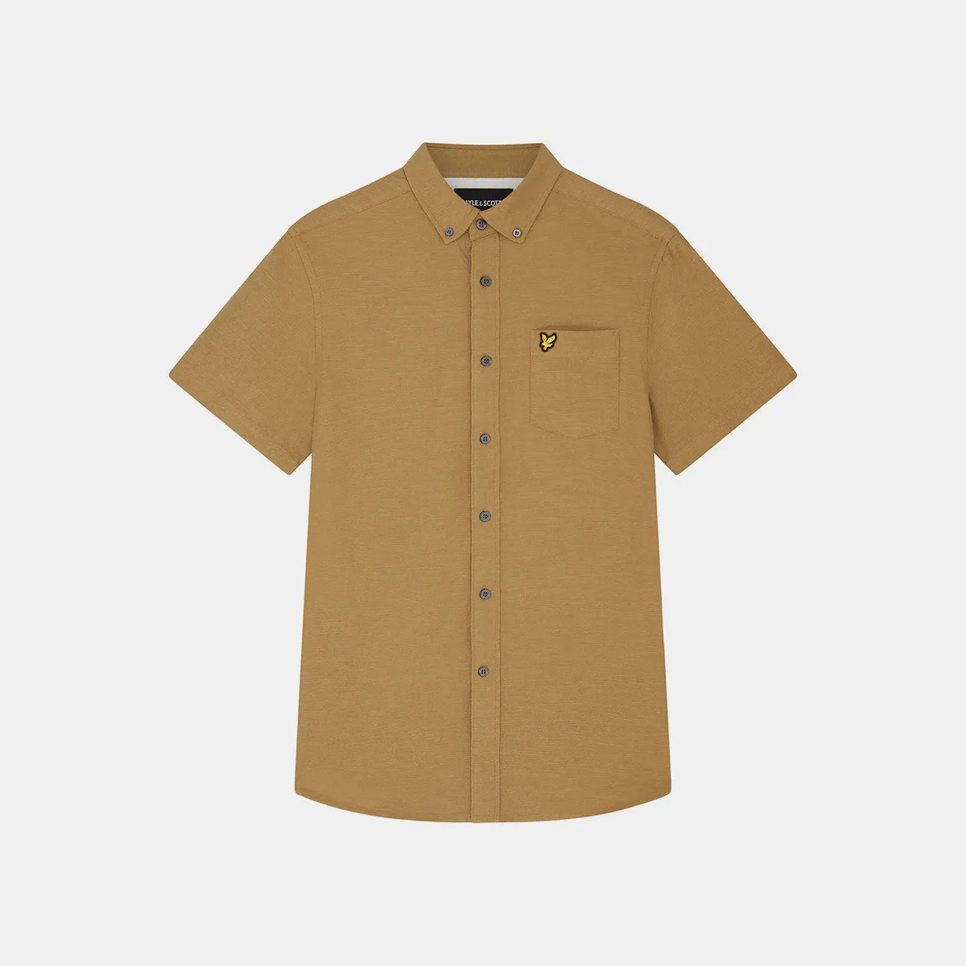 Lyle & Scott Cotton Slub Short Sleeve Shirt Seaweed