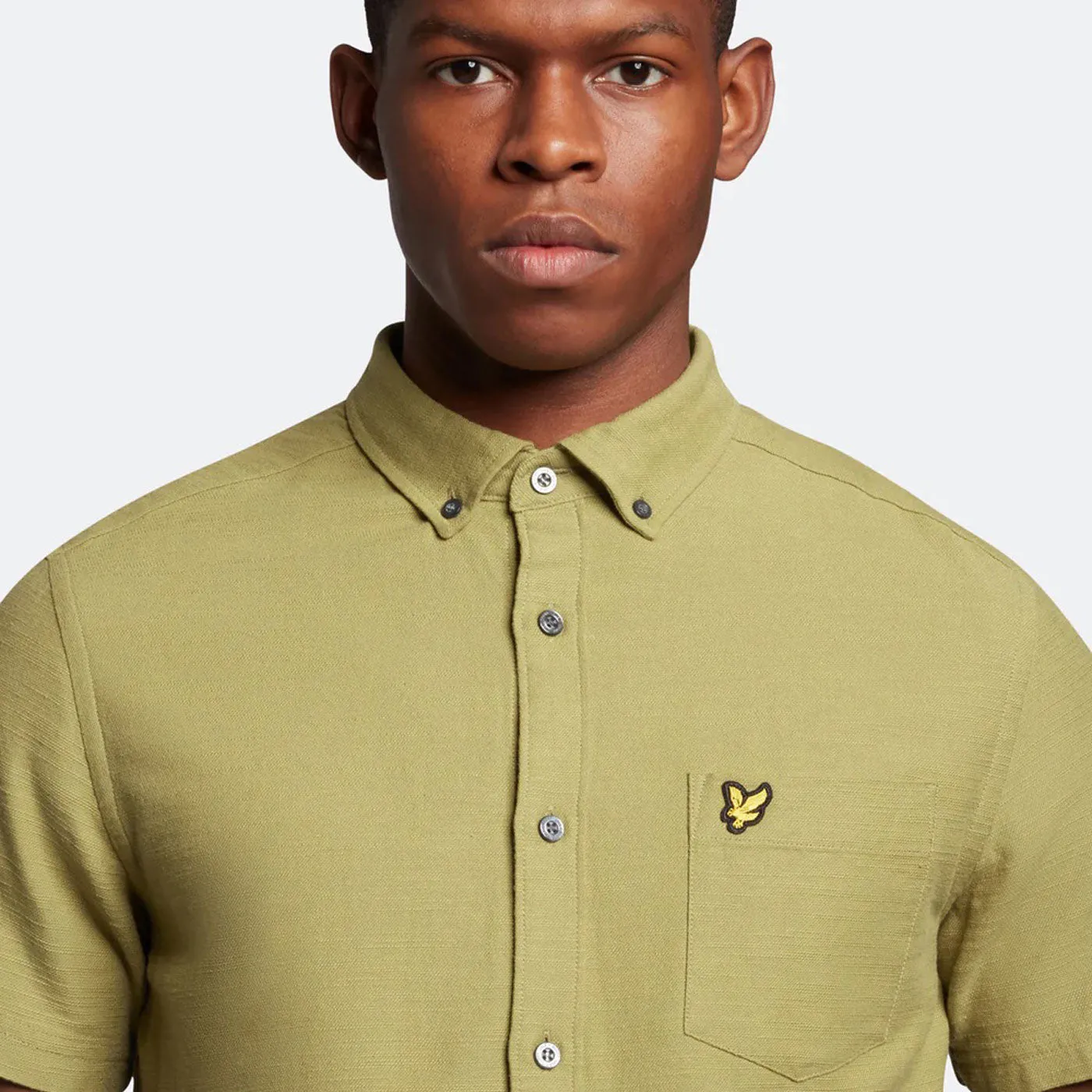 Lyle & Scott Cotton Slub Short Sleeve Shirt Seaweed