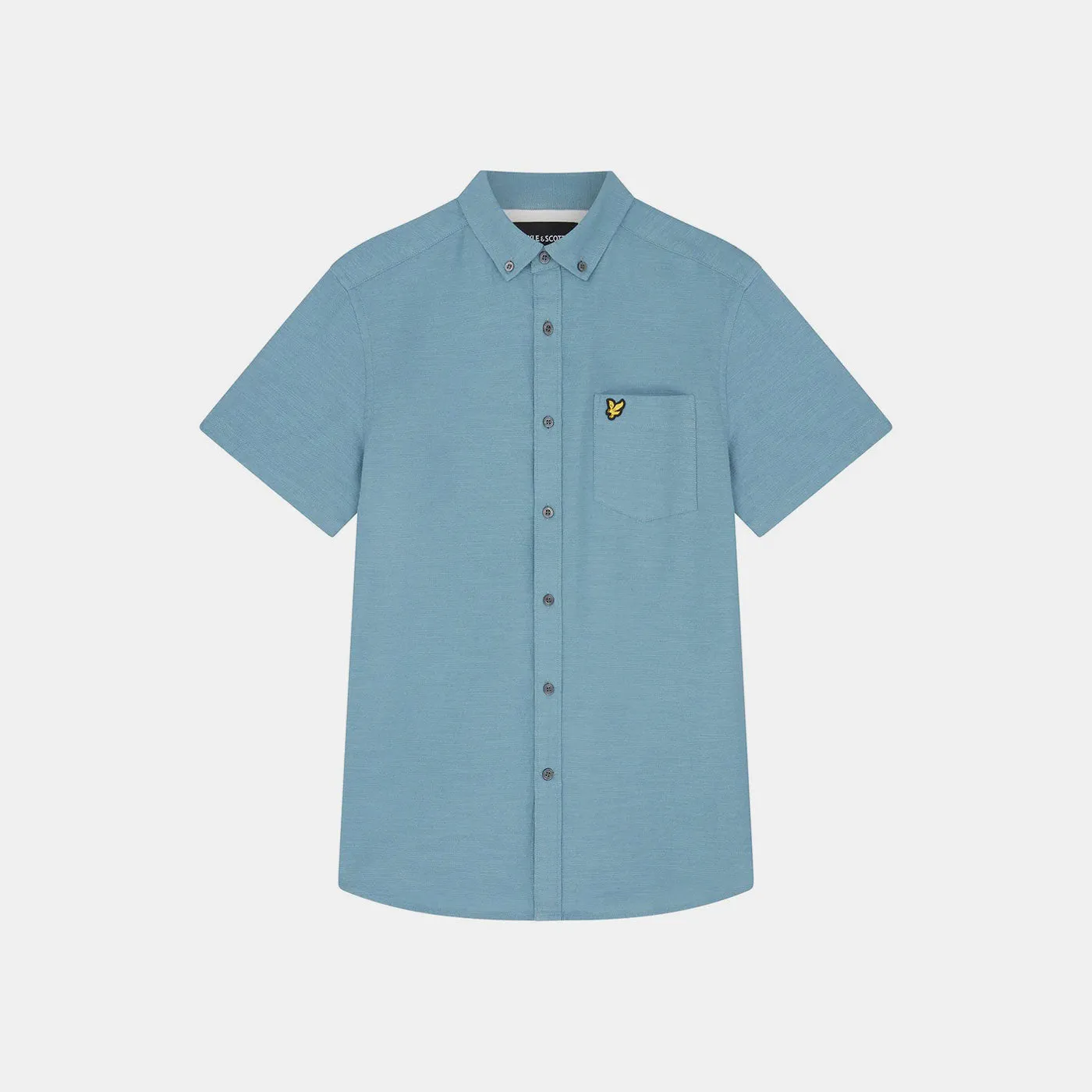 Lyle & Scott Cotton Slub Short Sleeve Shirt Skipton Blue