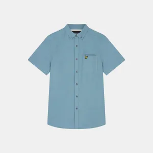 Lyle & Scott Cotton Slub Short Sleeve Shirt Skipton Blue