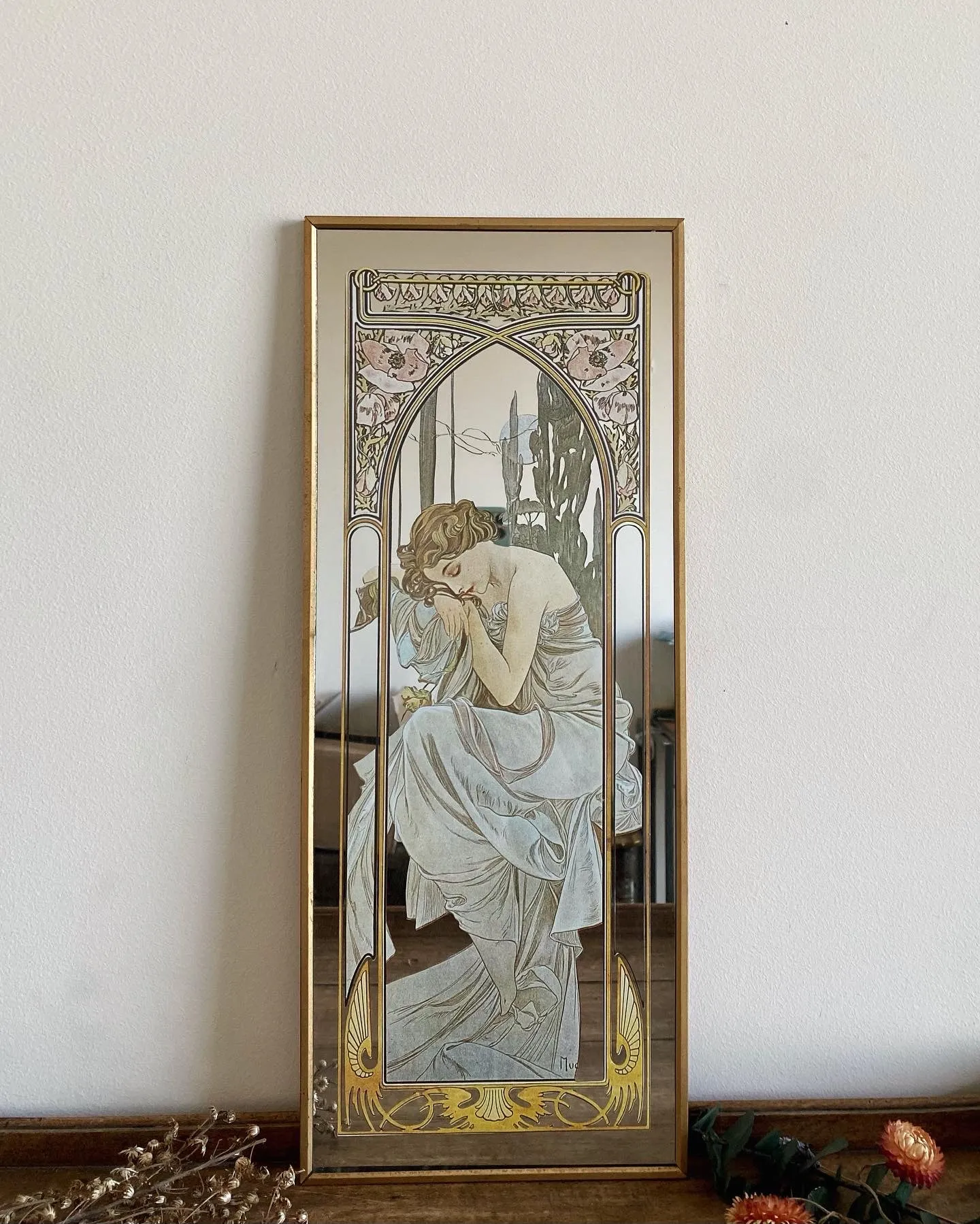 Miroir Vintage Art Nouveau style Mucha