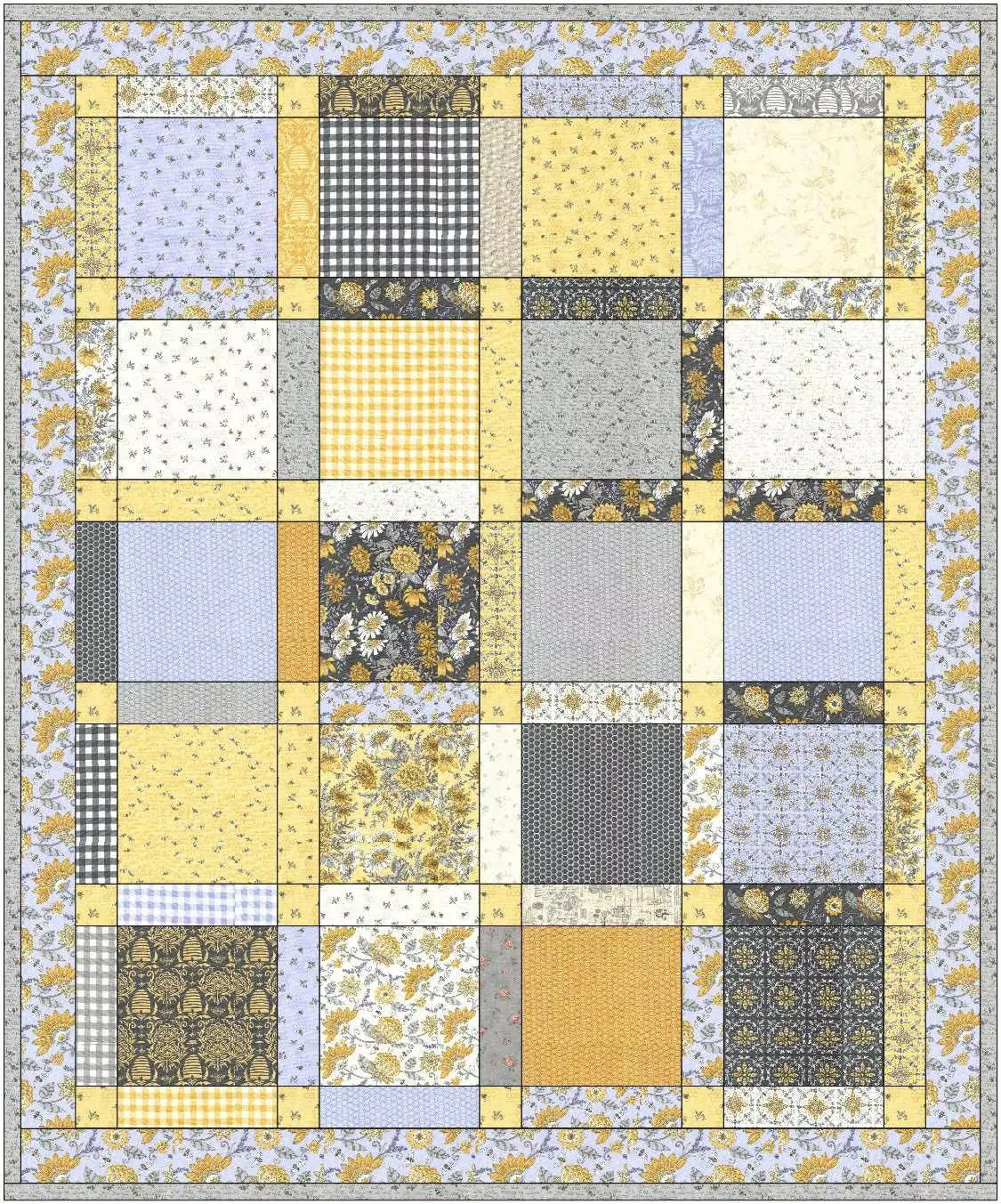 Moda Honey and Lavender NIne Patch Quilt Kit