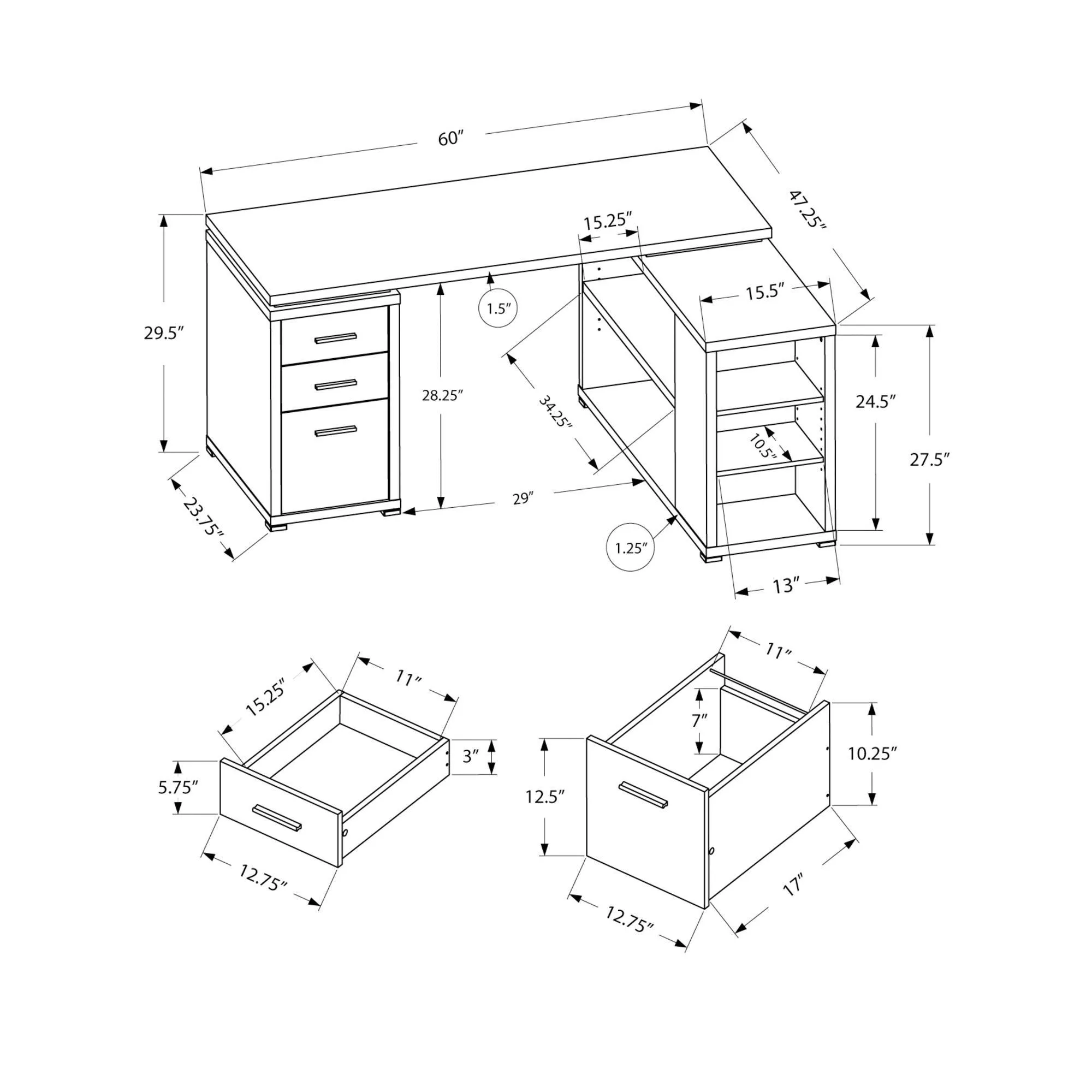 Monarch Bureau d'ordinateur - Gris I 7421