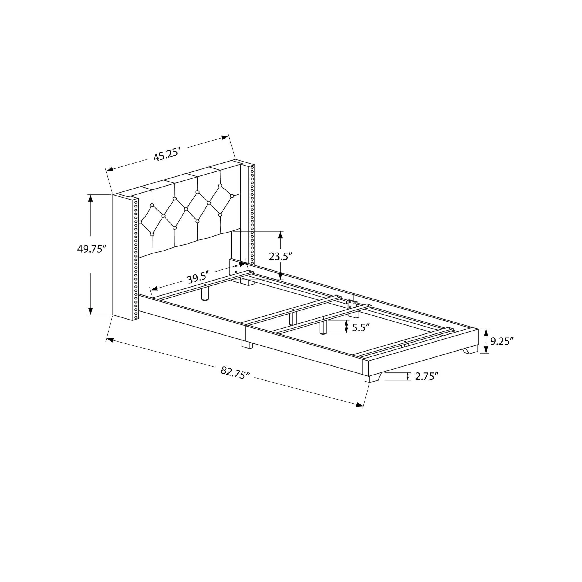 Monarch Lit plateforme simple rembourré I 5986T