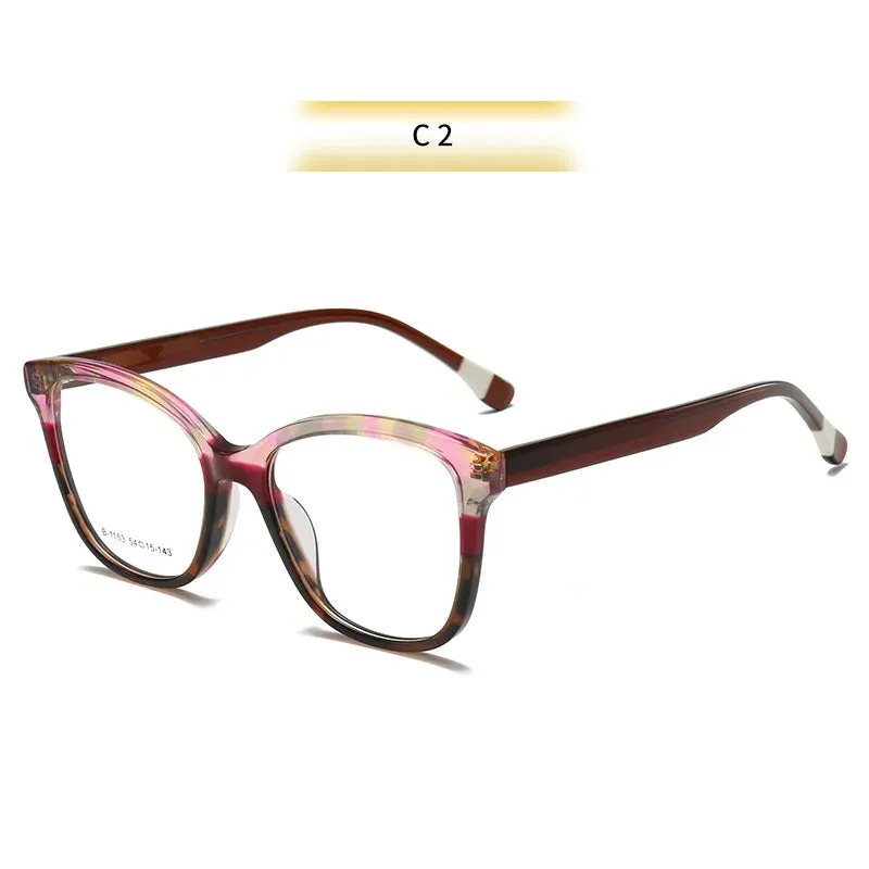 Muzz Women's Full Rim Big Cat Eye Thick Acetate Eyeglasses B1153