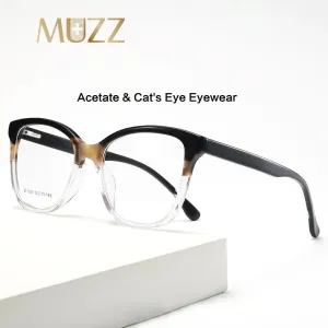 Muzz Women's Full Rim Big Cat Eye Thick Acetate Eyeglasses B1153