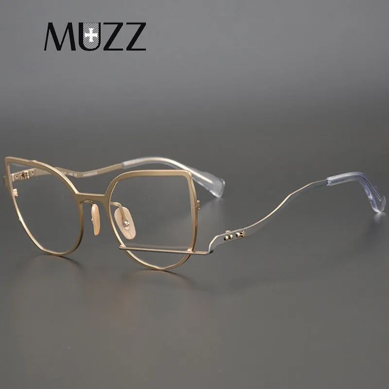 Muzz Women's Full Rim Square Cat Eye Titanium Frame Eyeglasses 0031