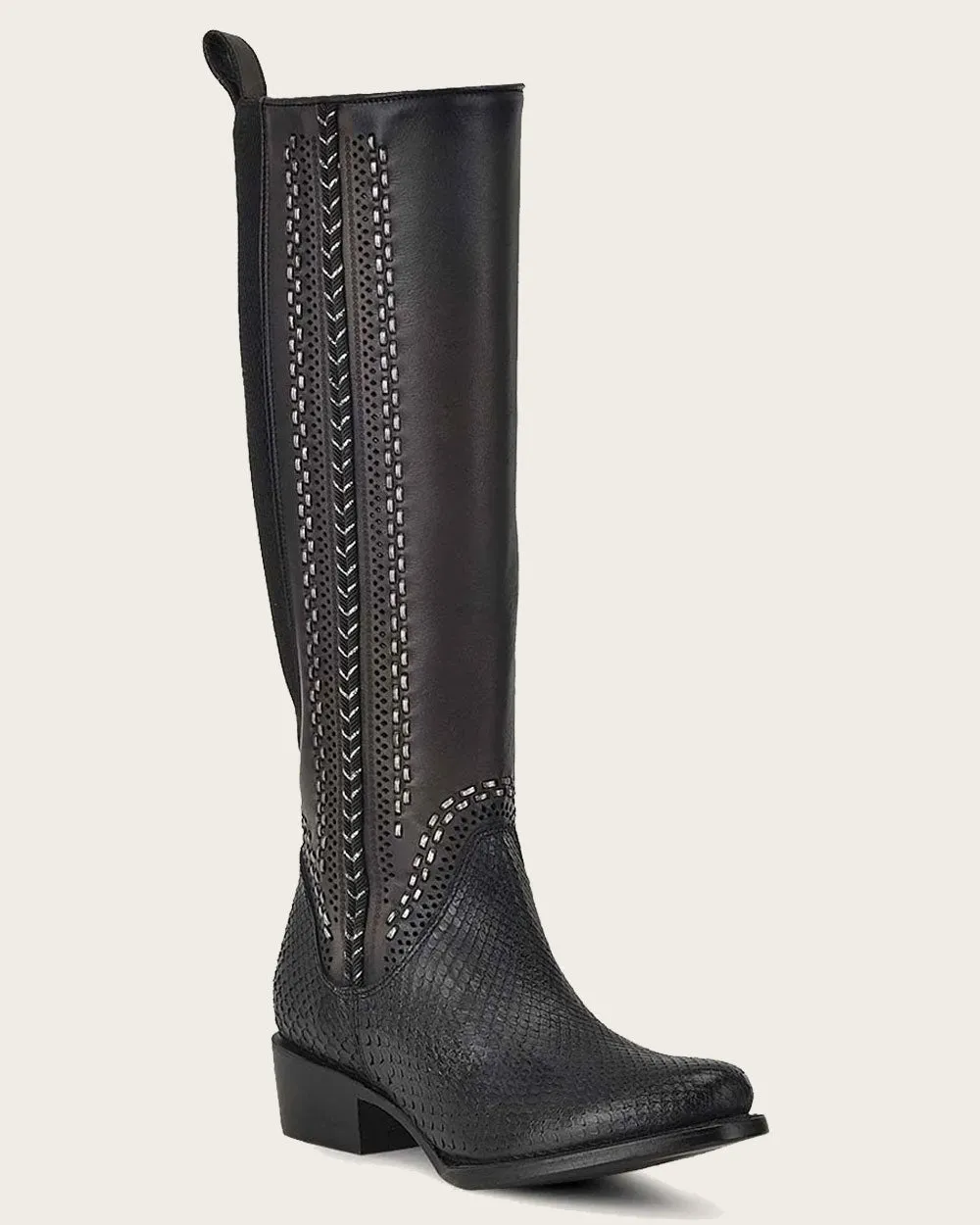 Riding style black exotic boot