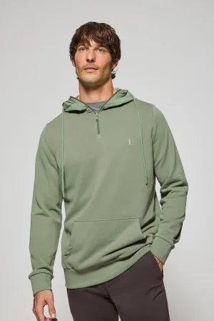 Sudadera verde jade de media cremallera con capucha y bordado Rigby Go