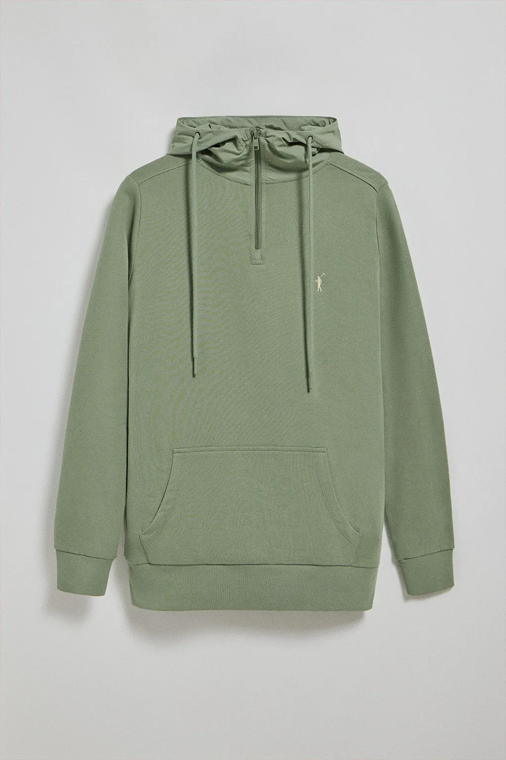 Sudadera verde jade de media cremallera con capucha y bordado Rigby Go