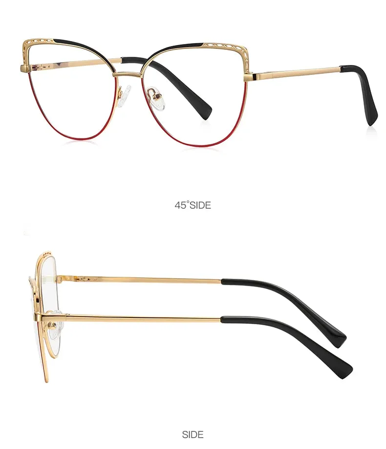 Vicky Womens Full Rim Large Cat Eye Round Alloy Reading Glasses Pfd3112