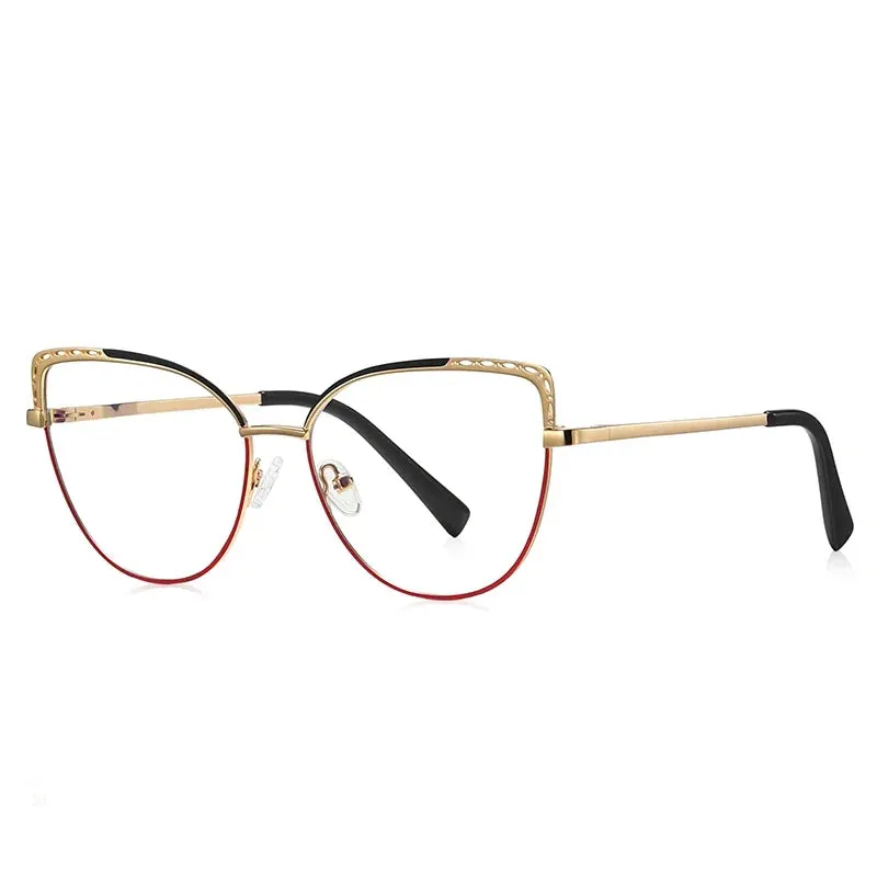 Vicky Womens Full Rim Large Cat Eye Round Alloy Reading Glasses Pfd3112